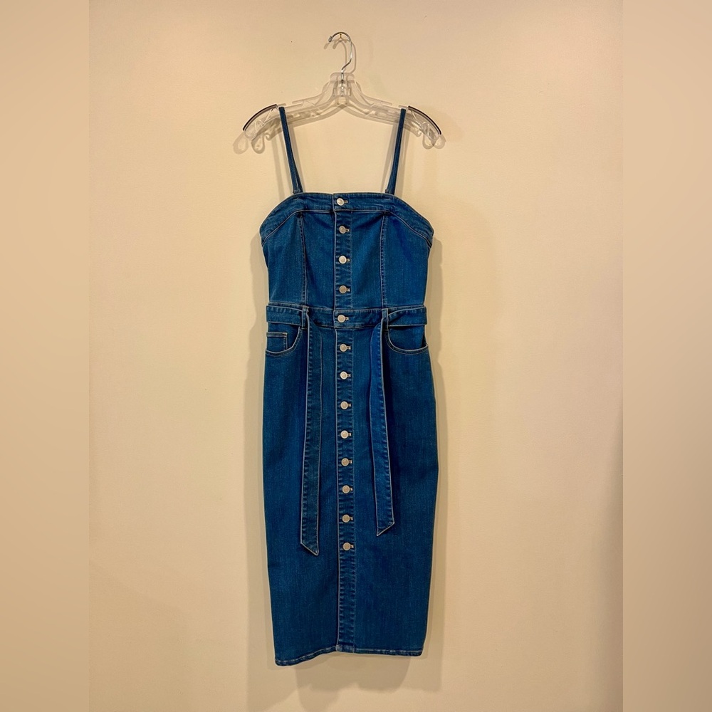 WRAY NYC  Spears Blue Denim Button-Down Dress - removable straps